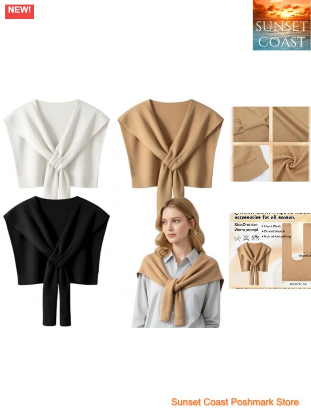 3 Pack Sweater Shawl Wraps for Women Lightweight Knit Cape